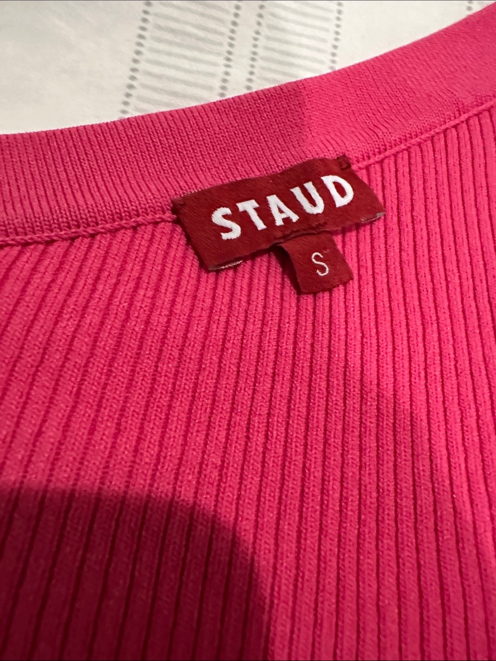 STAUD Hot Pink Ribbed Button-Front Cardigan - Picture 2 of 5